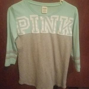 Mint Green, Gray, & White Victoria's Secret Shirt